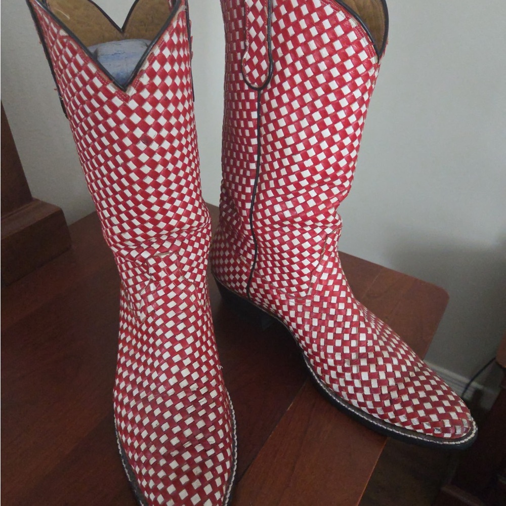 Rios of Mercedes Red and White Checkered Boots